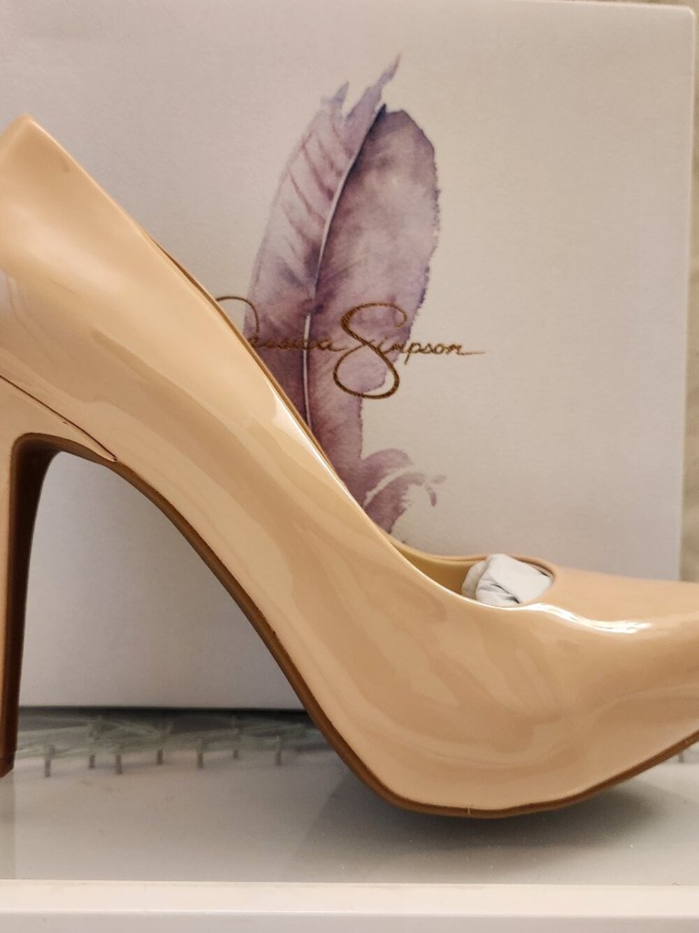 Jessica Simpson "Parisah" Sand Dune Patent Platform Heels. NIB. Size 12